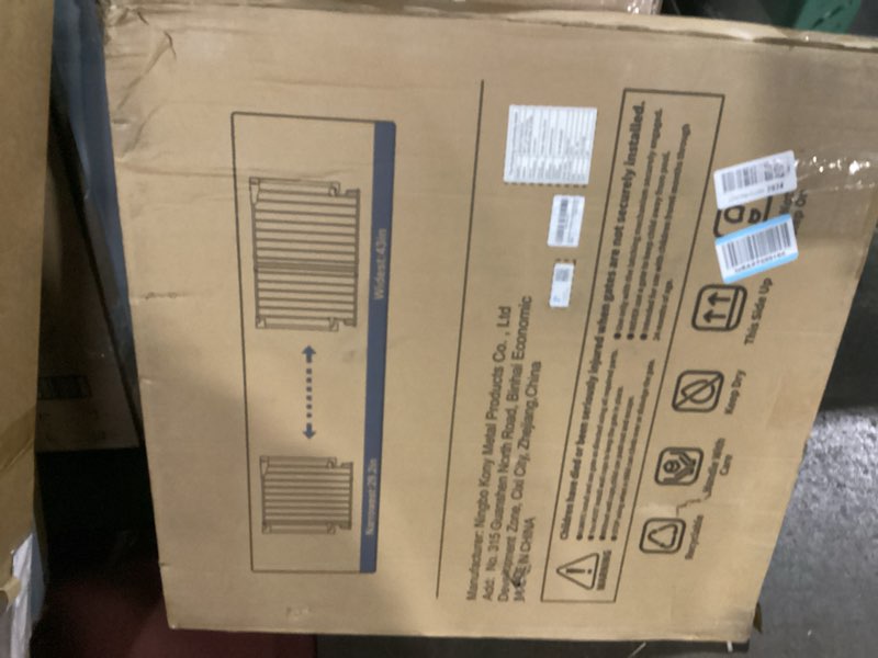 Condition photo showing New/Like New for cumbor 29.2–43" baby gate for stairs, wall-mounted (drill required), expandable no bottom bar dog gate, auto close extra wide walk thru, pet & toddler proof gate, top & bottom of stairways(black) black 29.2–43" w, standard (screw-in)
