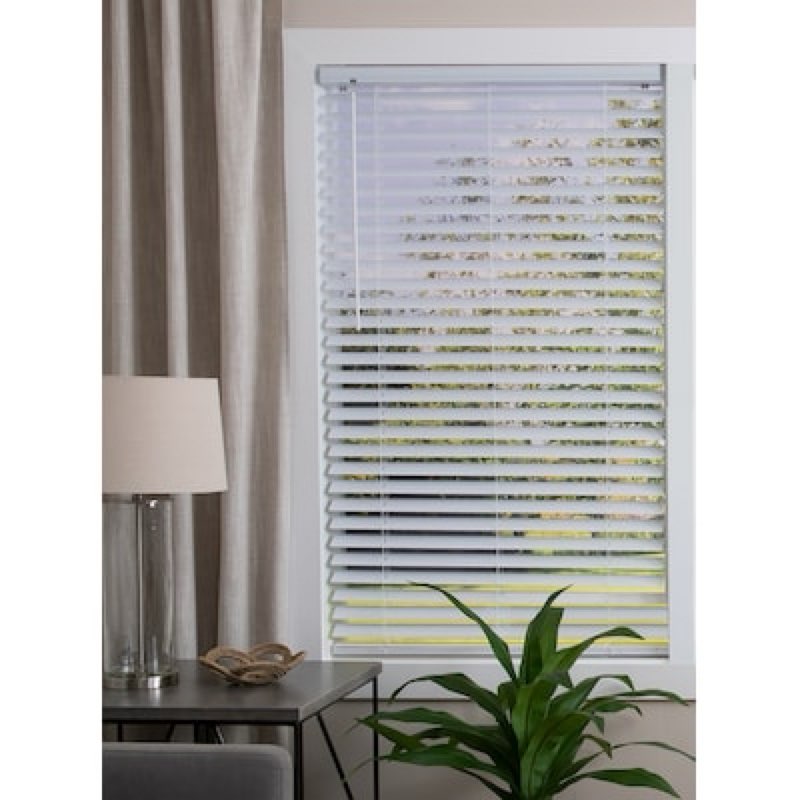 Project Source Premium 2-in Slat Width 34-in x 64-in Cordless White Vinyl Room darkening Horizontal