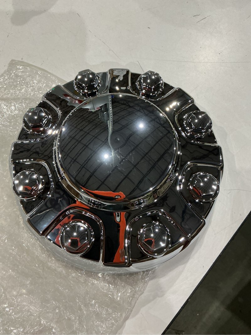 Condition photo showing Good Condition for front or rear chrome wheel center cover cap 6pg02sz0ab compatible with dodge ram heavy duty 2500 3500 2019-2025 diameter 8.386 inch, does not fit dual wheel model
