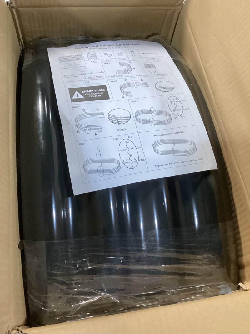 Condition photo showing Good Condition for land guard 6×3×1 ft galvanized raised garden bed kit? raised garden boxes outdoor, oval metal raised garden beds for vegetables, flowers, herbs?grey?…… 6×3×1ft(1pcs? 2-grey