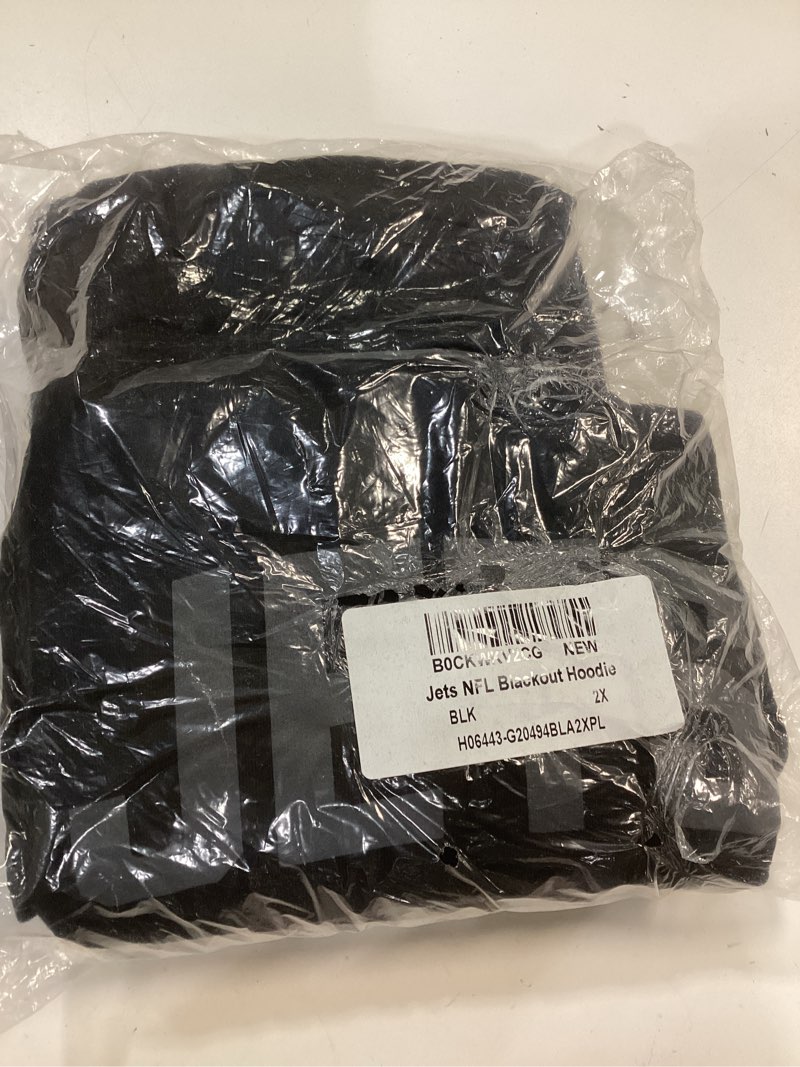 Condition photo showing New/Like New for Junk Food Clothing X NFL-Blackout-Pro Football Team Logo Unisex Adult Hooded Fleece Sweatshirt for Men and Women New York Jets XX-Large