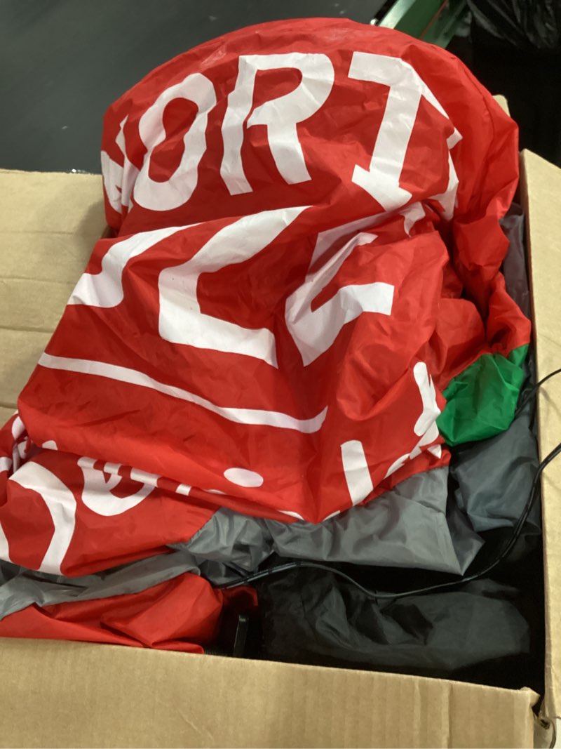 Condition photo showing As Is for christmas inflatable....north pole overnight delivery truck. look out uber and ups, santa has own package overnight delivery truck. inflatable extends out 7.5 feet long