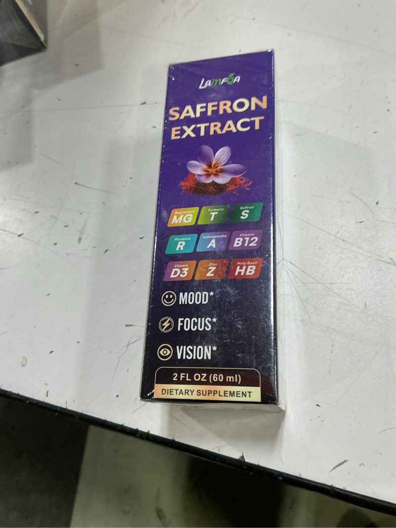 Condition photo showing New/Like New for (exp : 11/11/2027) saffron extract for anxiety relief & calm mood support | 88.5mg saffron supplement | enhanced with manganese for brain & stress support | vegan, non-gmo, alcohol-free tincture, based in usa - 2 oz 2 fl oz (pack of 1)