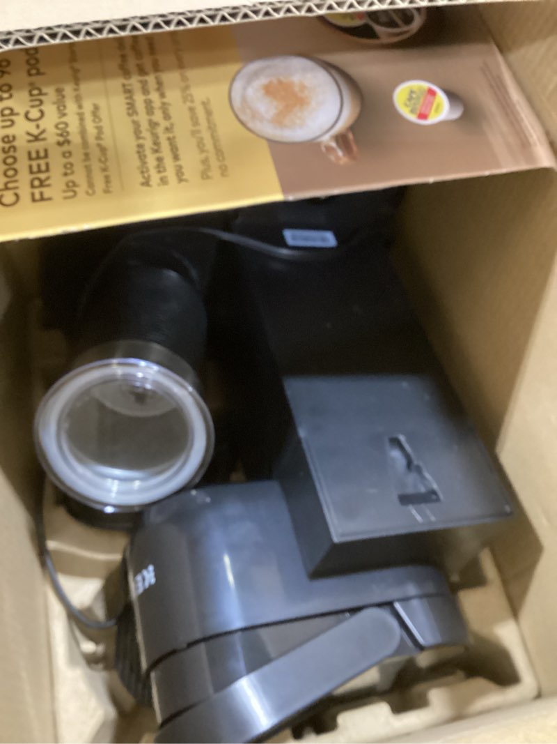 Condition photo showing As Is for Keurig K-Cafe Essentials Single Serve K-Cup Pod Coffee Maker, Black