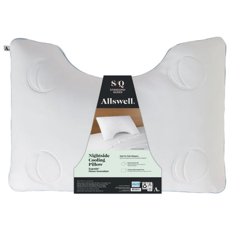 allswell nightside cooling pillow with dual function fill, standard/queen