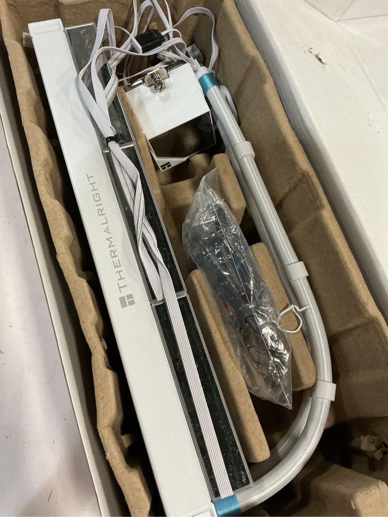 Condition photo showing As Is for thermalright frozen infinity 360 white cpu water cooler, with triple 124mm infinity mirror pwm fans,for intel 1150/1151/1200/2011/ 1700/1851&amd/am4/am5,360 size infinity mirror water cooling radiator 360mm aio white-fi360 white