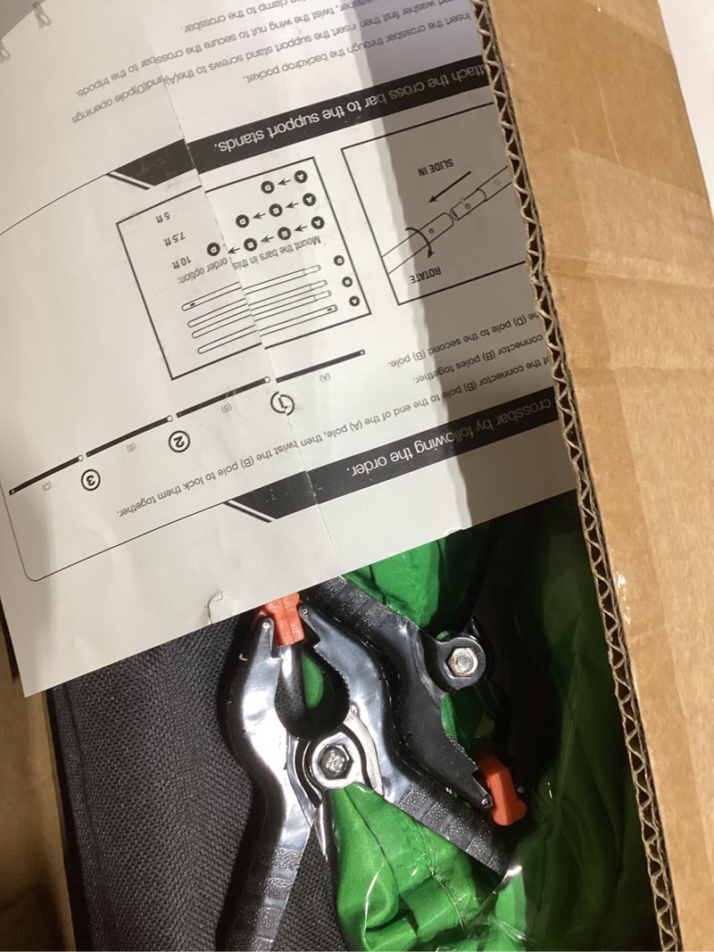 Condition photo showing Good Condition for Yesker 8.5x10ft Green Screen Backdrop Kit with Stand Photography Greenscreen Background Support System with 6x9ft Muslin Chromakey Backdrop and Clamp for Photo Video Studio Portrait Product Shooting