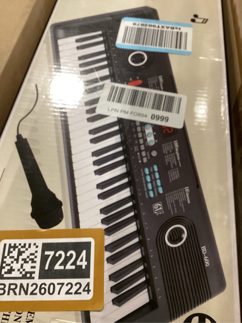 Condition photo showing New/Like New for 61 keys keyboard piano, electronic digital piano with built-in speaker microphone, portable keyboard gift teaching for beginners, electric piano for kids black