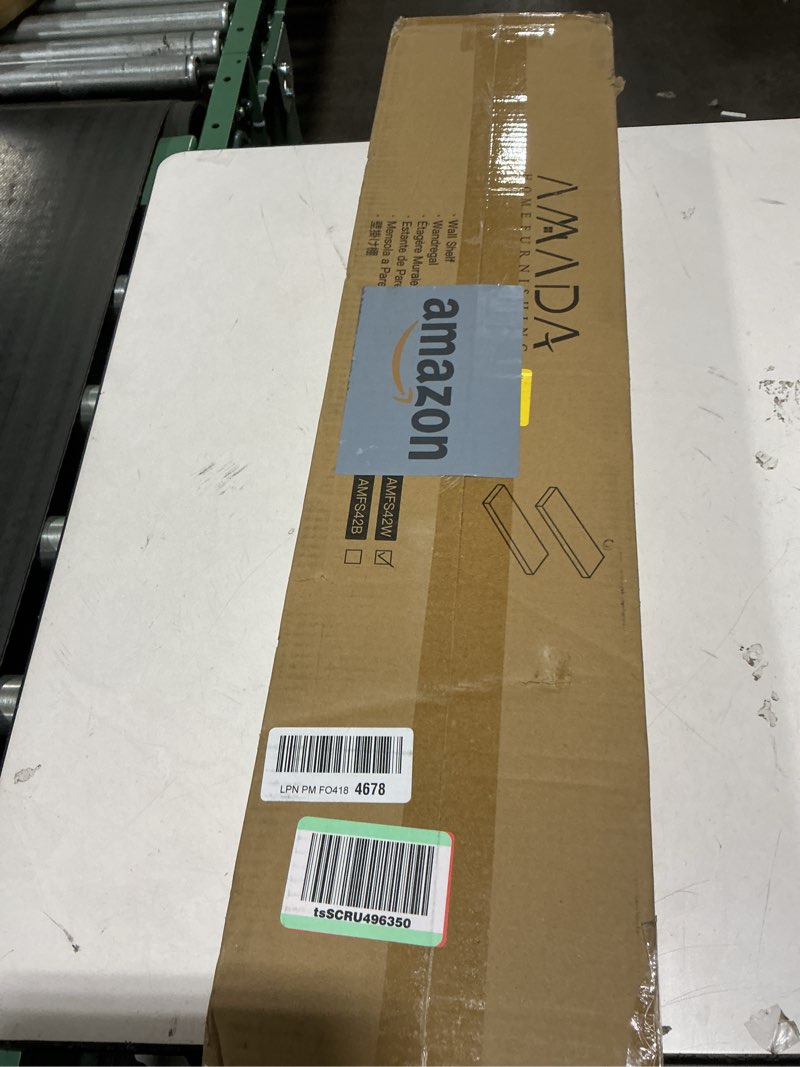 Condition photo showing Good Condition for AMADA HOMEFURNISHING Floating Shelves, 32? Large Wall Mounted Shelves for Bathroom, Bedroom, Living Room, Kitchen, Office, Hanging Shelf for Wall Décor Storage, Set of 2, White White 32 inches