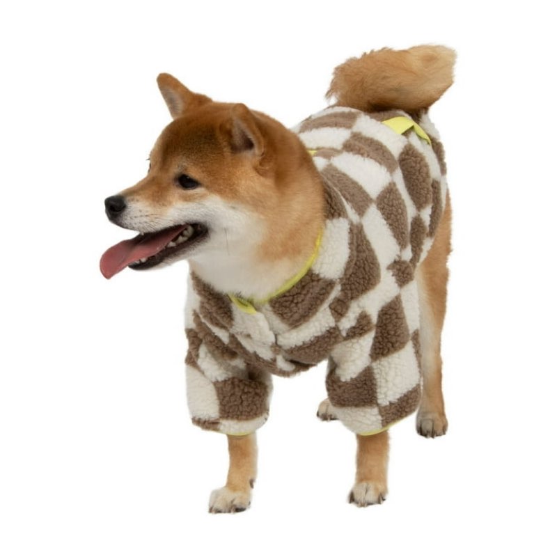 Oodles Tan Sherpa Bubble Hem Fall Dog Jacket, Small 