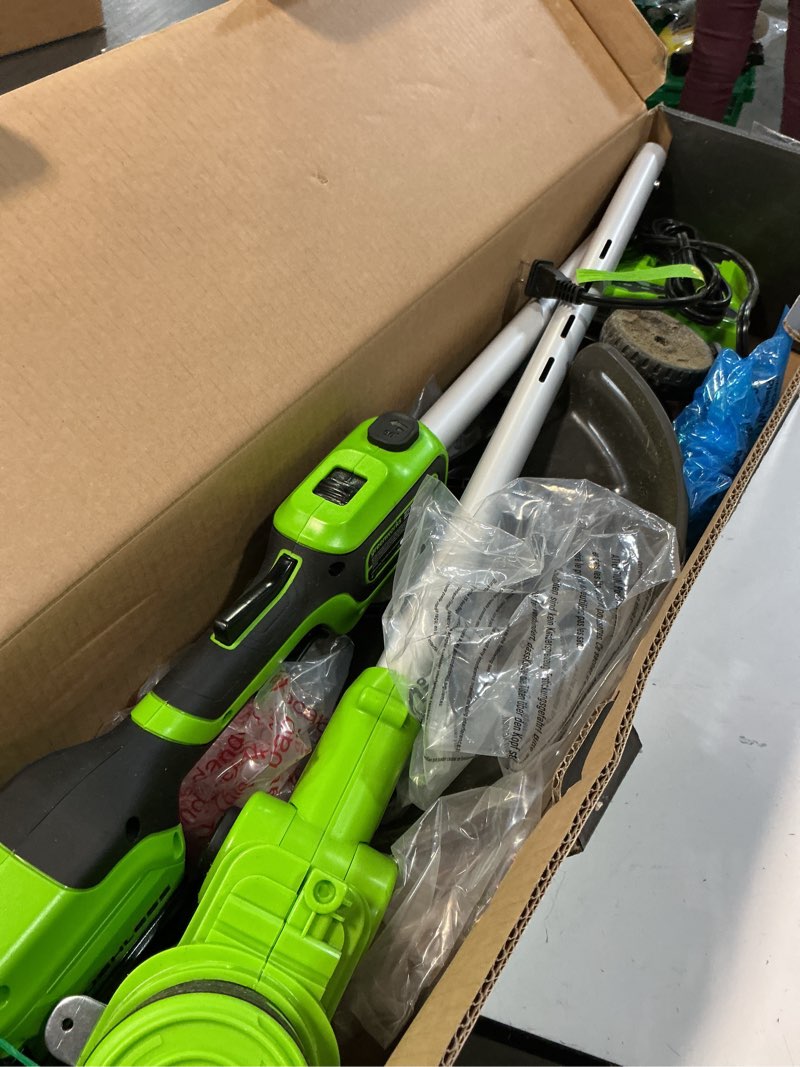 Condition photo showing As Is for greenworks 24v 13-inch brushless string trimmer (gen 2), 4.0ah usb battery and charger included string trimmer 13" cordless gen 2 (battery + charger)
