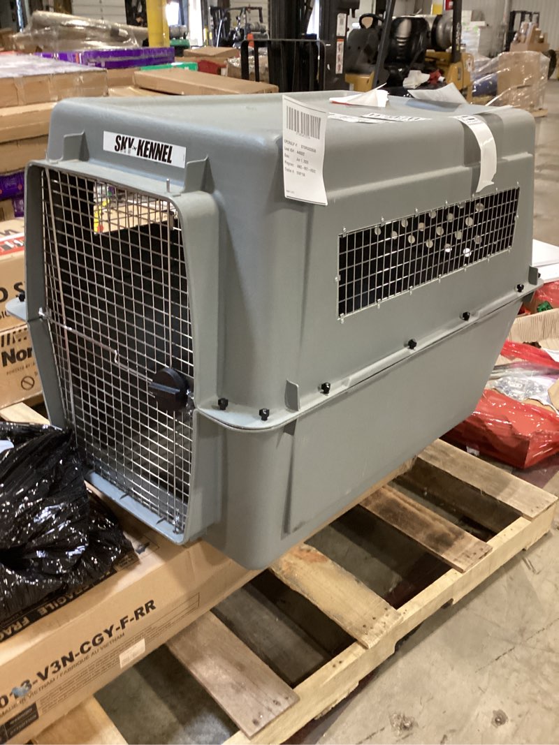 Condition photo showing As Is for petmate sky kennel iata airline compliant plastic dog crate for air and land travel, giant 48" l for pets 90-125 lbs, heavy duty dog kennel, made in the usa