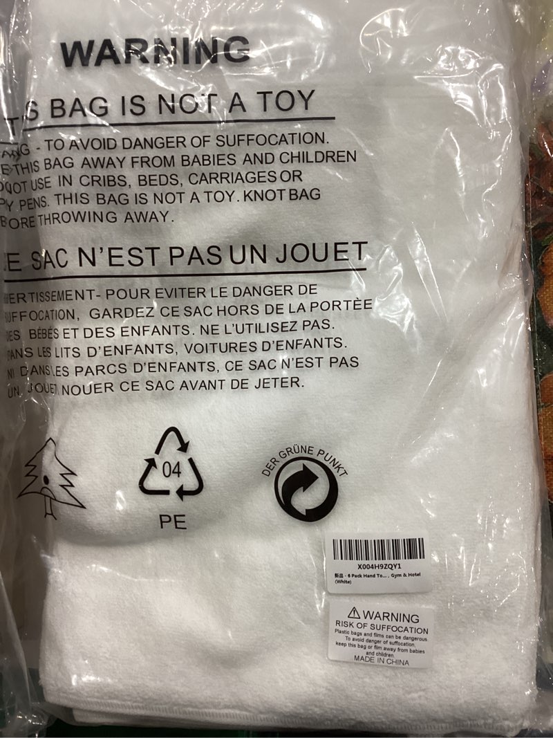 Condition photo showing New/Like New for 6 Pack Hand Towels 100% Cotton Ultra Soft for Bathroom?Kitchen?SPA?Gym & Hotel (White)