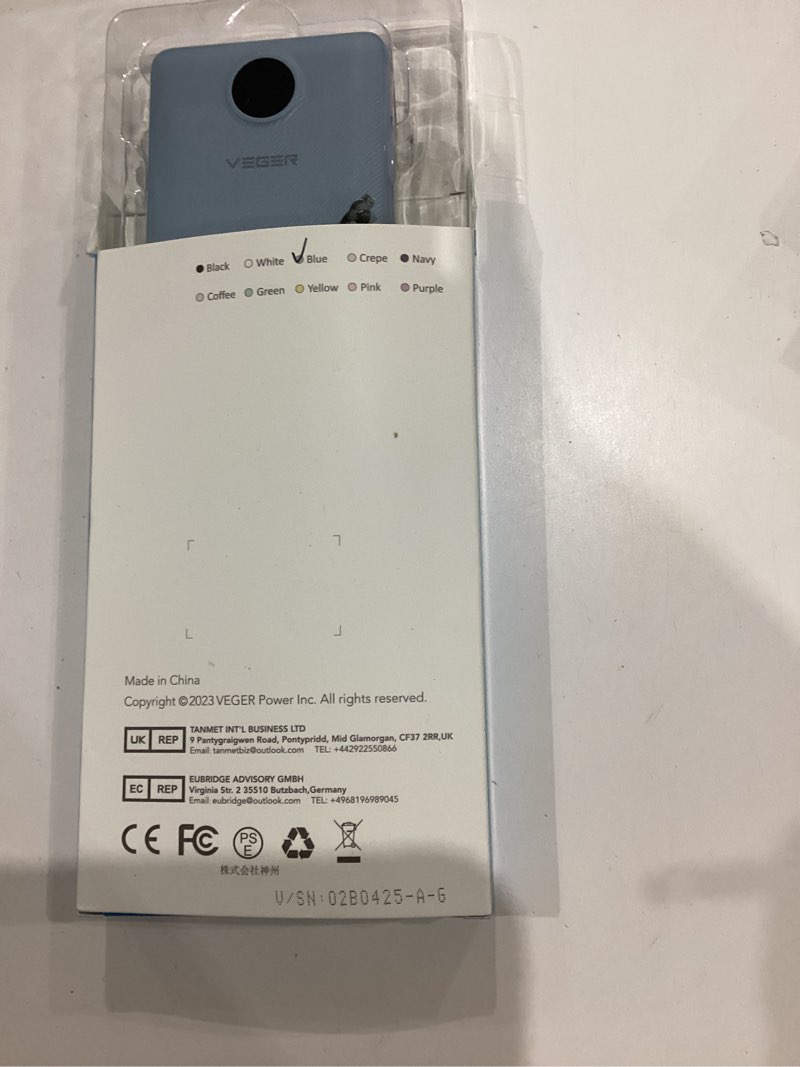 Condition photo showing As Is for VEGER Portable Charger with Built-in AC Plug and Cables, All in One 10000mAh Ultra Slim Power Bank Travel Essentials, 15W Fast Charging Battery Pack Compatible with iPhone, Samsung, Android (Blue) D Blue