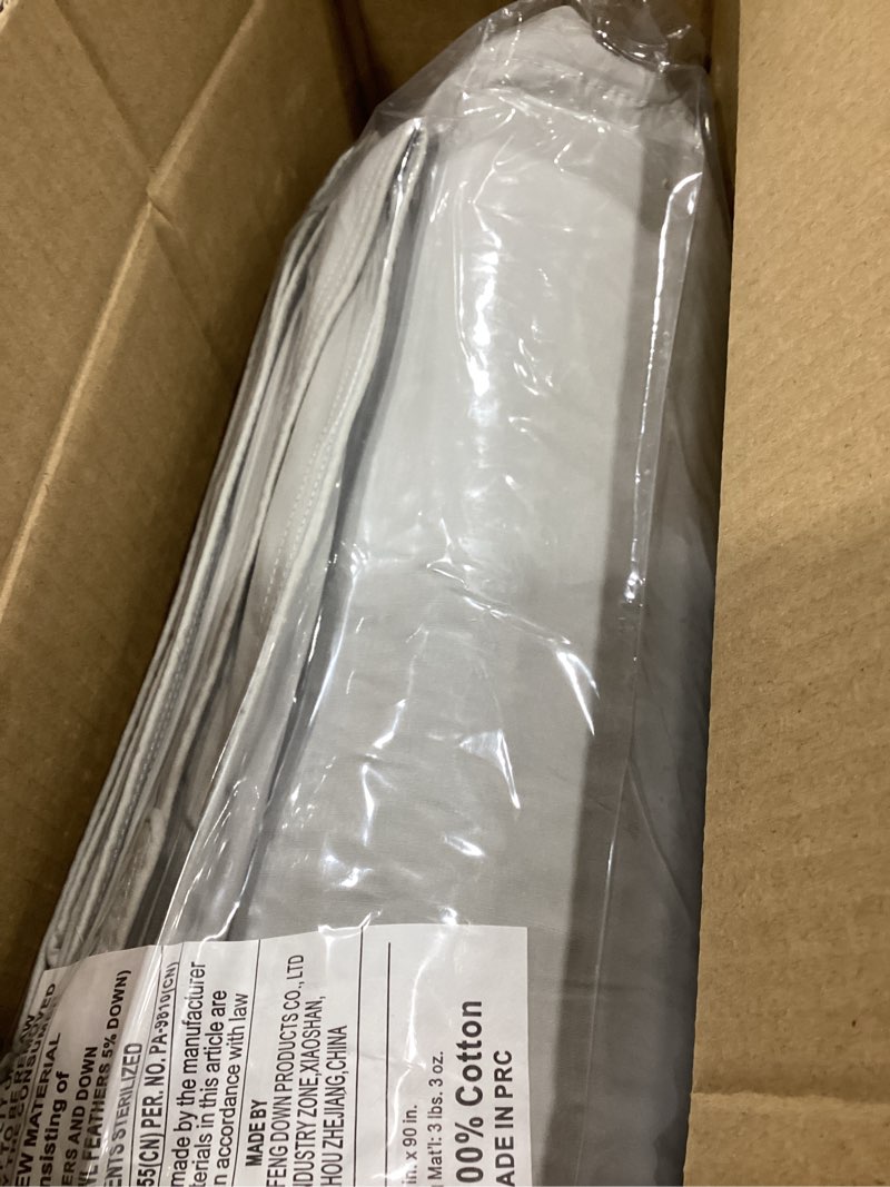 Condition photo showing New/Like New for three geese pinch pleat goose feathers down comforter palatial queen size duvet insert,750+ fill power,1200tc 100% cotton fabric,premium gray comforter for all seasons with 8 tabs