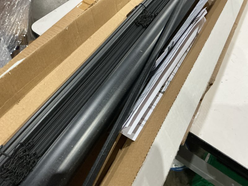 Condition photo showing Good Condition for achim gii morningstar indoor cordless black vinyl light filtering window mini blind  64  l x 34  w