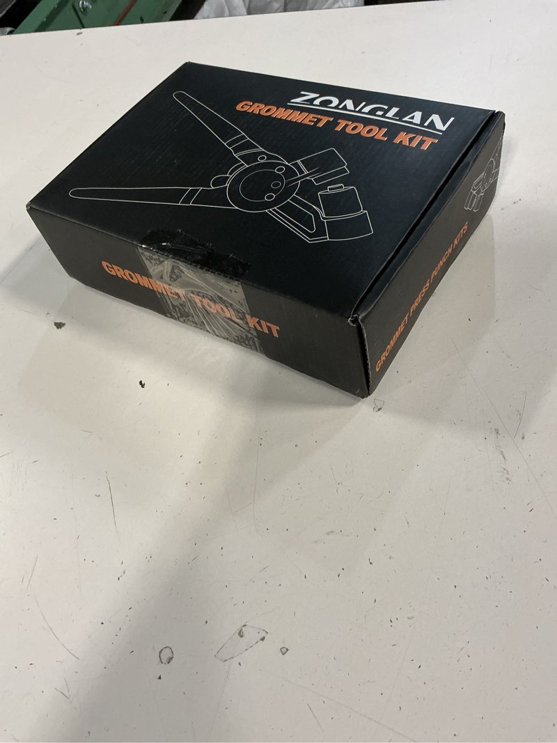Condition photo showing New/Like New for zonglan heavy duty grommet tool kit of 1/2" 5/16" and 3/8",multi size handheld eyelet tool plier rivet press with 900 pcs silver grommets for tarp leather fabric 3-die set: 1/2", 5/16", 3/8"