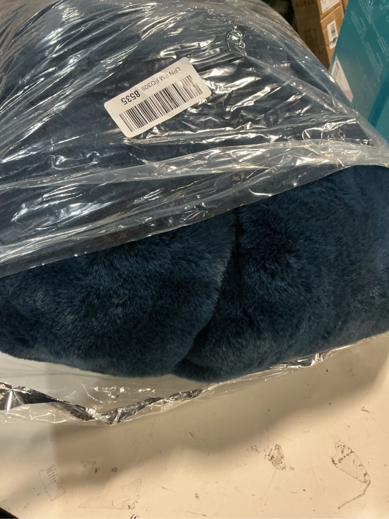 Condition photo showing Good Condition for UGG Euphoria Faux Fur Throw Blanket, Soft Warm Throw Blankets for Couch or Bed, Luxury Bedroom Decor, Giftable Fuzzy Blankets, Machine Washable, 50-inch x 70-inch, Indigo Blue Blue Throw