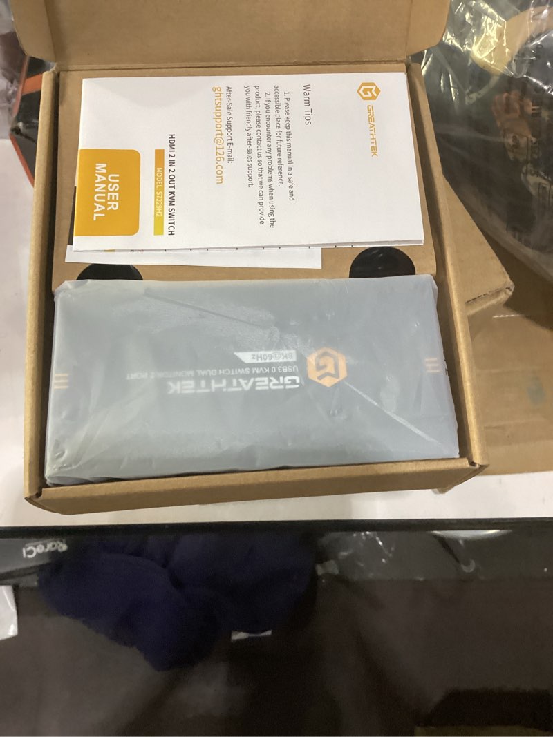 Condition photo showing Good Condition for 8K HDMI KVM Switch 2 Monitors 2 Computers,8K@60HZ USB3.0 Dual Monitors KVM Switches for 2 PC/Laptops Share Mouse Keyboard and 2 Screens,with 2 USB Cables/Controller,EDID Adapative,Plug&Play 8K HDMI 2PC 2 Monitors