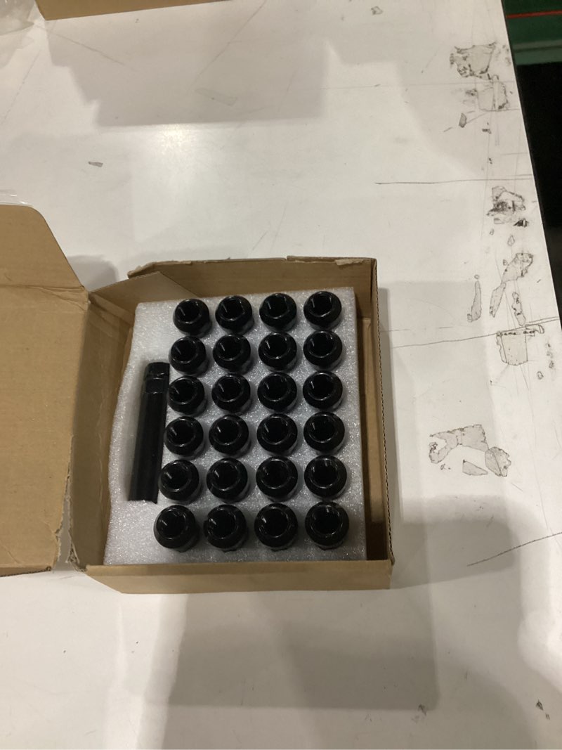 Condition photo showing New/Like New for GAsupply 14x1.5 Lug Nuts Black, Closed End Acorn 7 Spline Tuner Lug Nuts 2 Inch 50mm Tall Conical Seat 60 Degree for Aftermarket Wheels, 24 Pack+ 1 Spline Wheel Lock Key M14-1.5 24pcs 2''(50mm) 7 Spline Black
