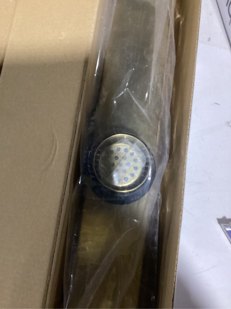 Condition photo showing New/Like New for WEBANG 24 Inch Linear Shower Drain Rectangular Floor Drain with Accessories Square Hole Pattern Cover Grate Removable SUS304 Stainless Steel CUPC Certified Brushed Gold Brushed Gold 24 Inch