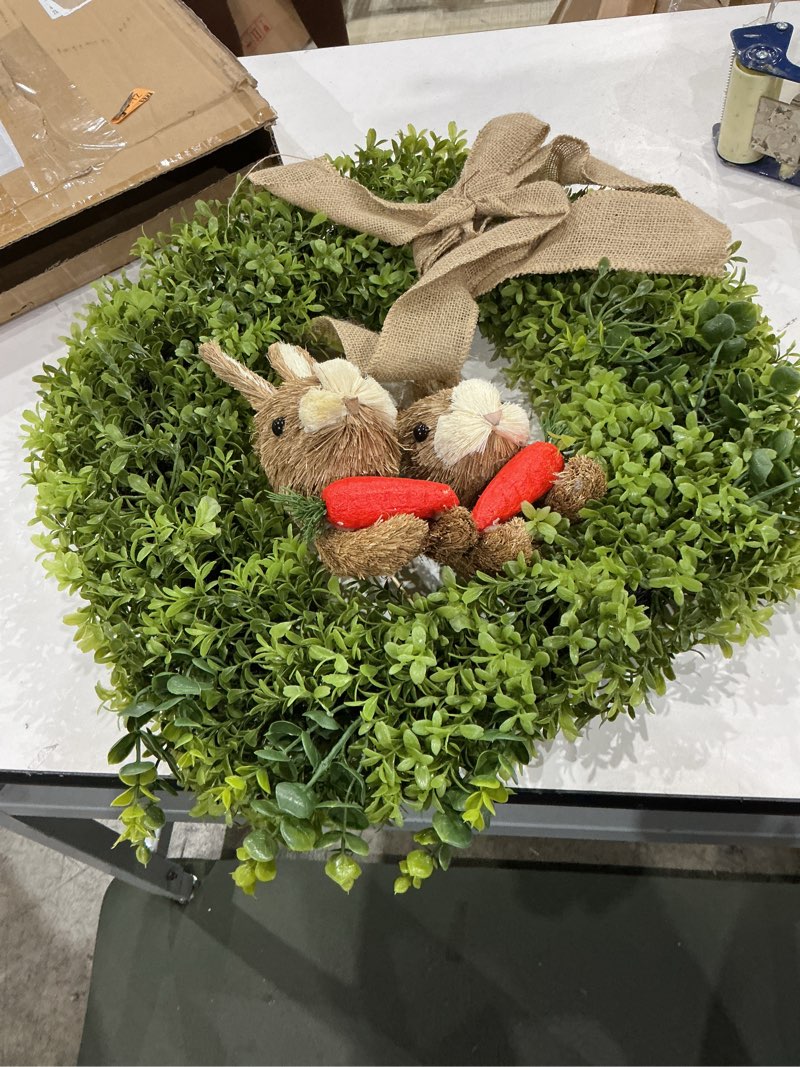 Condition photo showing Good Condition for worth imports 20" spring time easter bunny wreath, multicolor