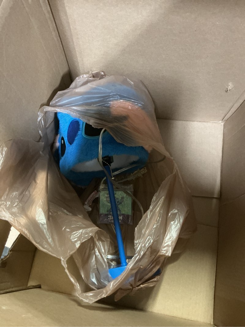 Condition photo showing Good Condition for Disney Stitch Plush Table Lamp,15.5" Figural Lamp with Soft Shade & Pull Chain,Kids Bedroom or Nursery Nightstand Light,Blue