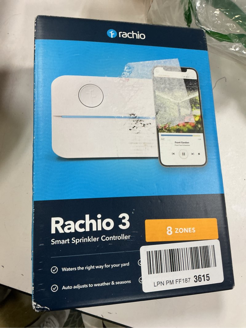Condition photo showing New/Like New for Rachio WiFi Smart Sprinkler Controller (8-Zone Irrigation Remote Control) – App-Based Scheduling, Local Weather Intelligence, Rain Skips, Easy DIY Install 8 Zone (3rd Generation) 08 Zone Controller