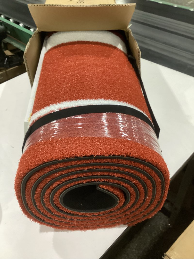 Condition photo showing Good Condition for softball pitching mat, 10' x 3' baseball hitting mat, anti-slip anti-fade pitch practice mat, softball pitching mound for outdoor/indoor red 10'x3'