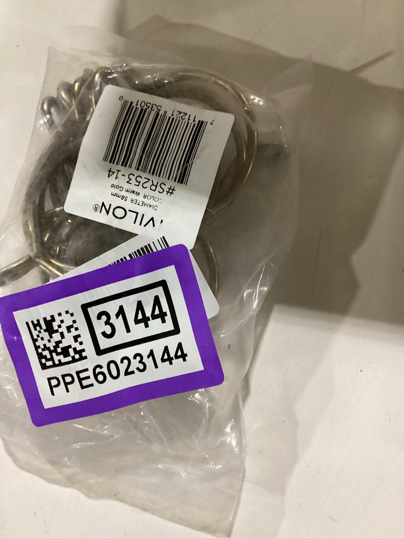 Condition photo showing As Is for ivilon drapery eyelet curtain rings - 2.3" ring for curtain hook pins, set of 14 - warm gold set of 14 (2.3") warm gold