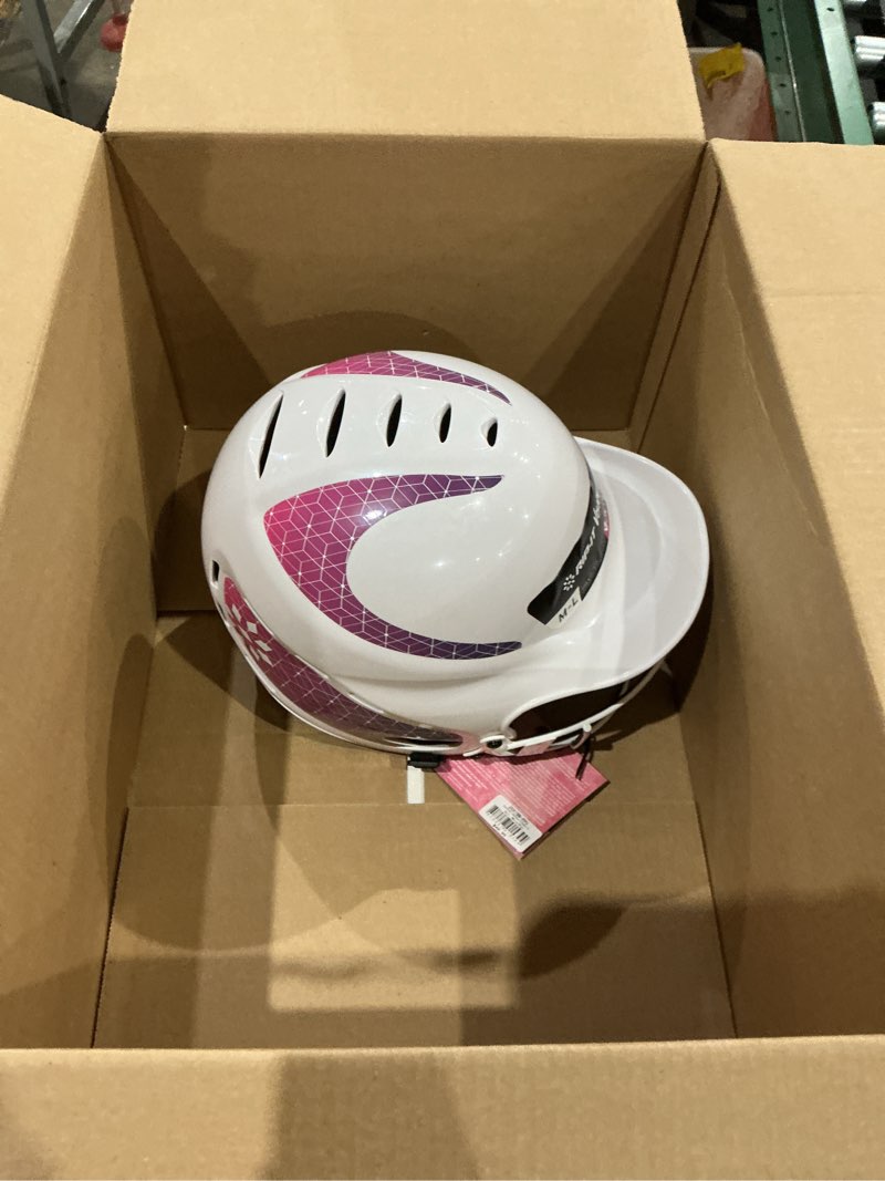 Condition photo showing Good Condition for rip-it | vision classic softball batting helmet 2.0 | pinstripe | lightweight women's sport equipment medium-large pink ombre
