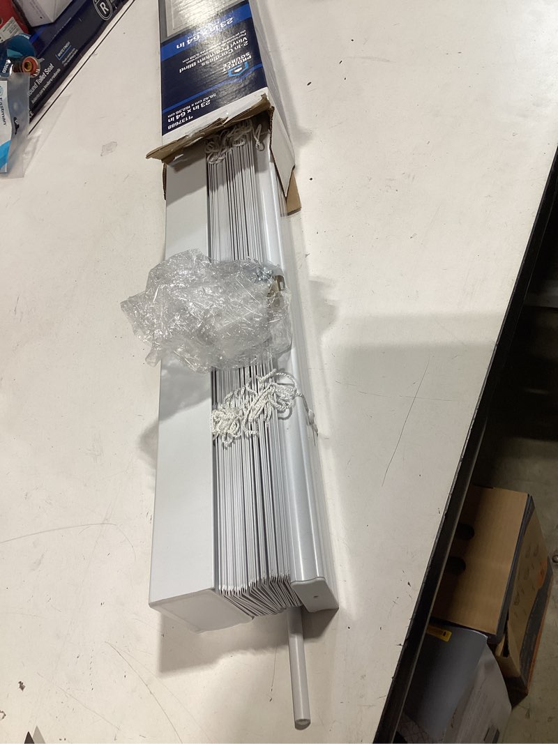 Condition photo showing Good Condition for project source premium 2-in slat width 23-in x 64-in cordless white vinyl room darkening horizontal blinds
