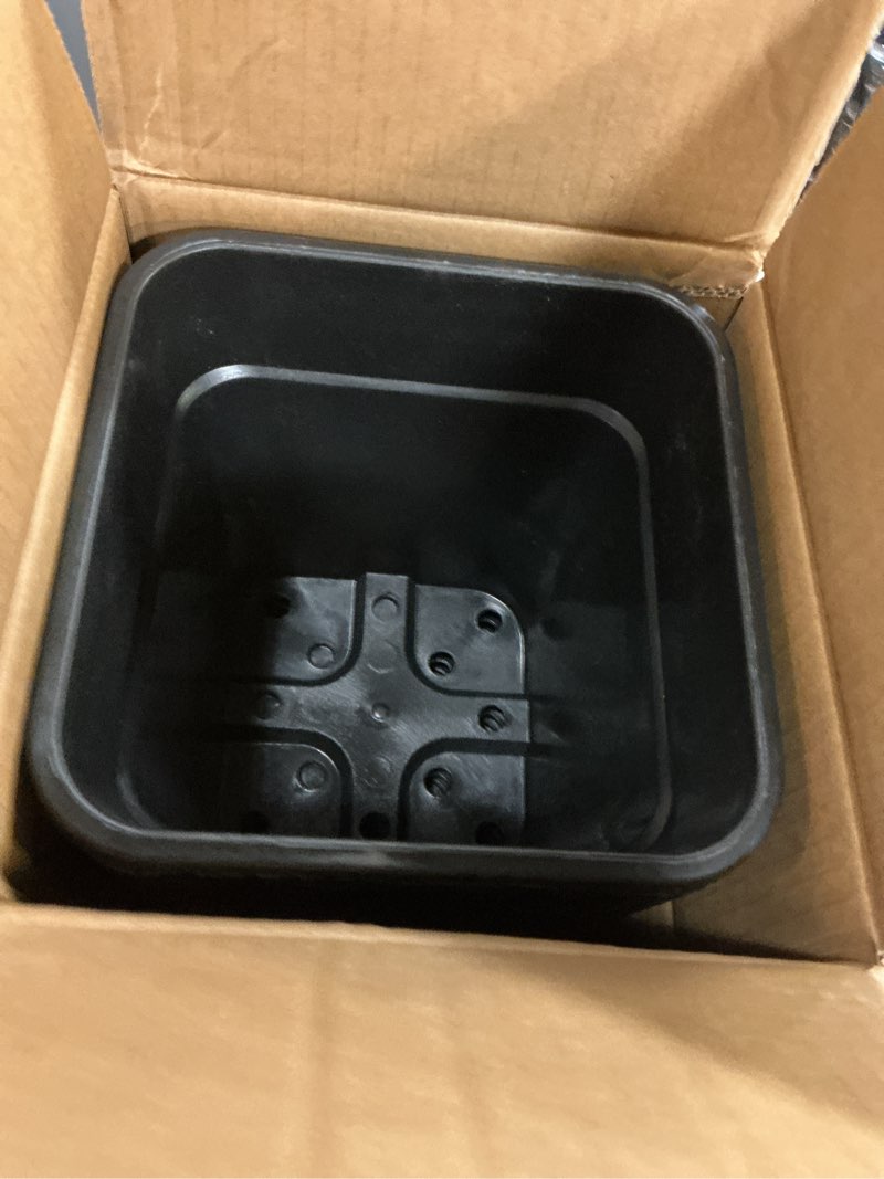 Condition photo showing Good Condition for RainMan S 10-Pack 2 Gallon Square Planter Nursery Pots, Flower Plant Container Injection Molded Plastic Nursery Pots Gardening Pots for Indoor Outdoor Vegetables, Succulents, Black