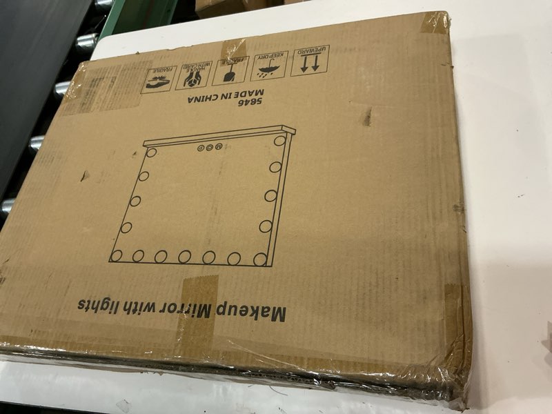 Condition photo showing New/Like New for Hollywood Vanity Mirror with Lights, 15 Dimmable Bulbs, 3 Color Lights, Make Up Lighted Mirror, USB Charging Port, Valentines Day Gifts for Her, Gifts for Women Wife Teengirls?23" x 18"? White 23"L x 18"W