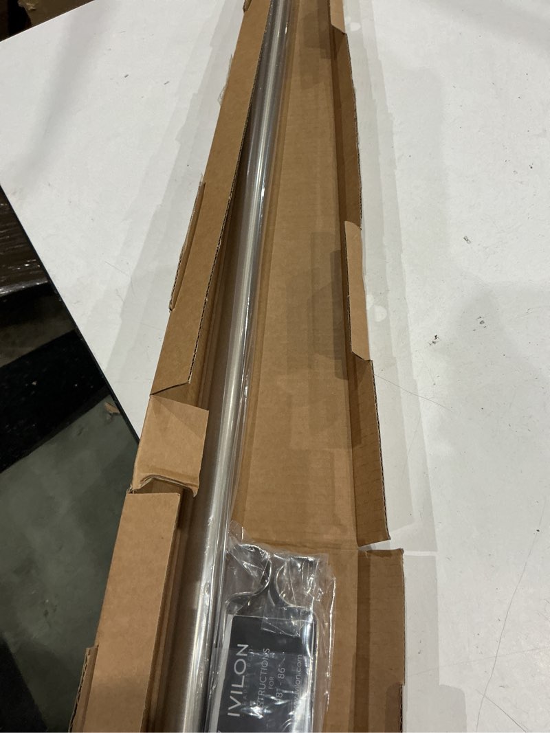Condition photo showing Good Condition for ivilon drapery window curtain rod - end cap style design 1 inch pole. 48 to 86 inch color brushed nickel 48 to 86 in.