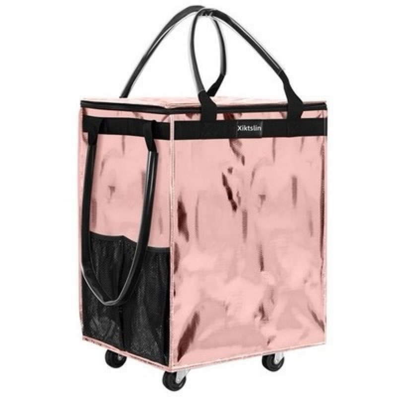 reusable grocery bag on wheels, foldable rolling tote 