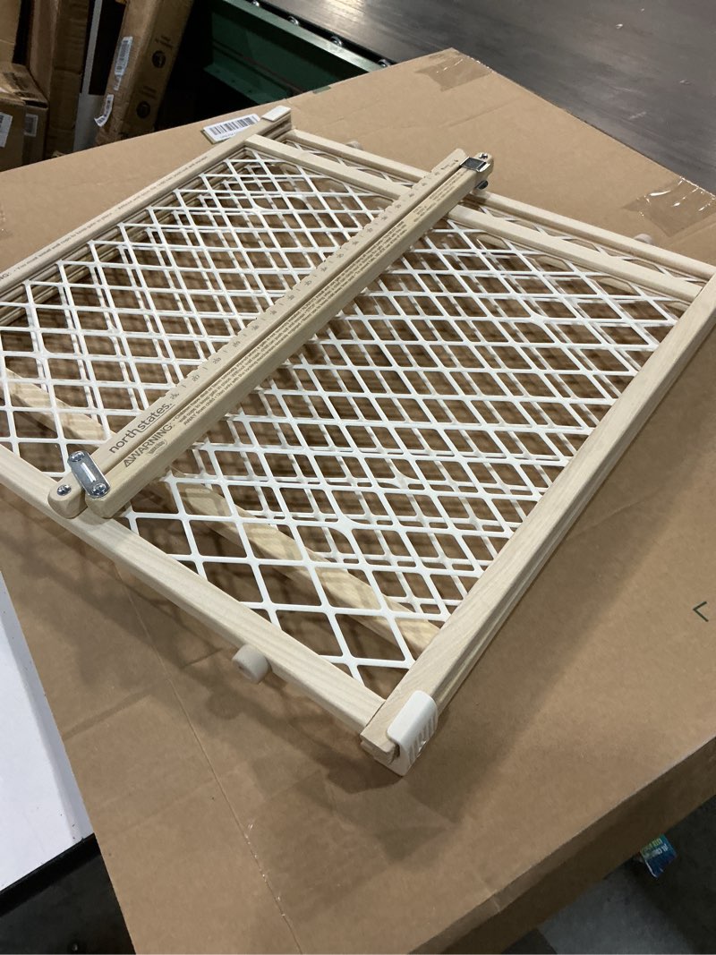 Condition photo showing Good Condition for toddleroo by north states - diamond mesh wooden baby gate: pressure mounted baby gate for doorways - adjustable 26.5 to 42 inches wide - 23 inches tall