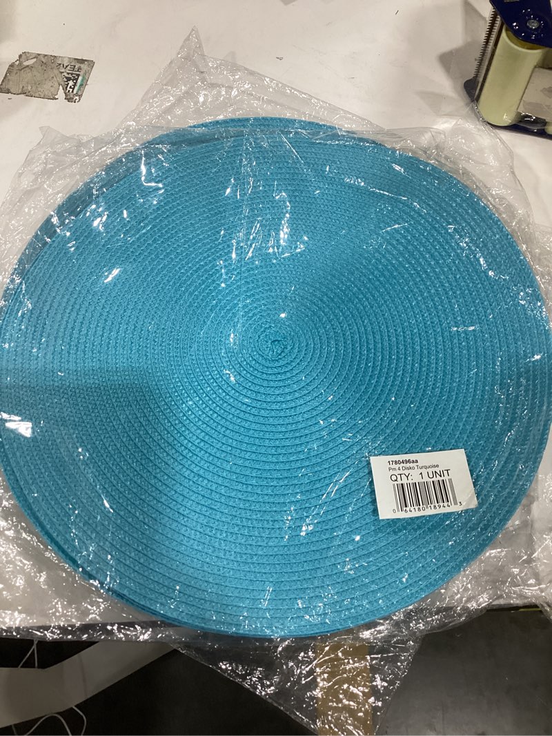 Condition photo showing Good Condition for Now Designs Disko Round Placemats, Turquoise, Set of 4 Set of 4 Turquoise