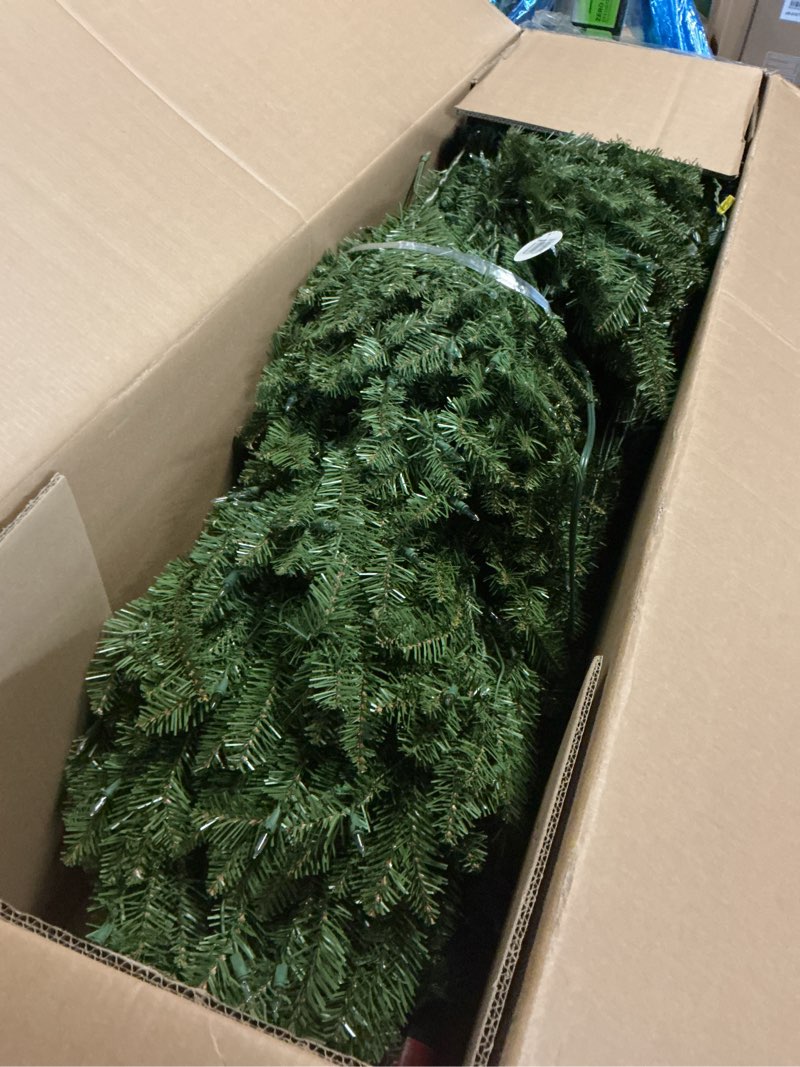Condition photo showing As Is for (Incomplete, box 2/2 ) 12ft National Christmas Tree Company Pre-Lit Dunhill Fir Hinged Full Artificial Christmas Tree with 1500 Clear Lights