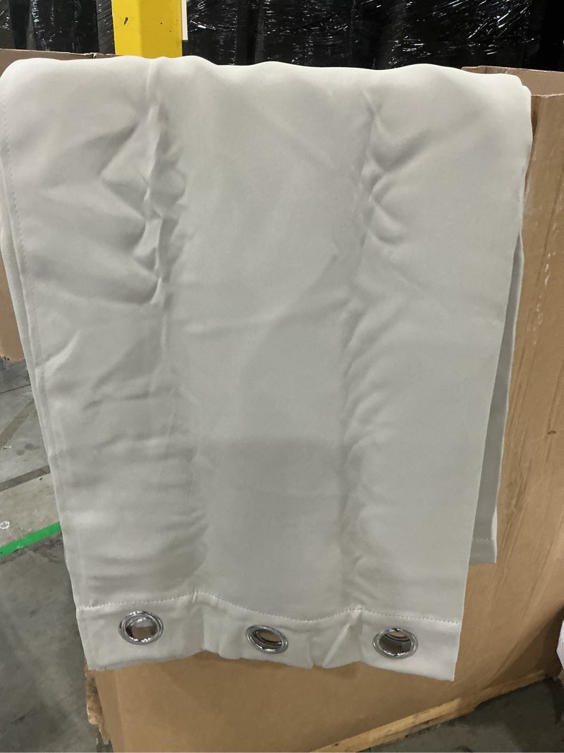 Condition photo showing As Is for sun+blk nantes luxury insulated total blackout grommet curtain panels, noise reducing, light blocking, beige, 52x95 beige 52\\\"w x 95\\\"l (2 panels)