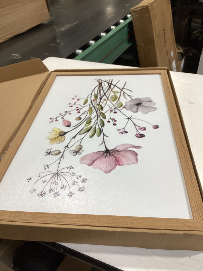 Condition photo showing Good Condition for wrfon framed botanical canvas wall art set of 3, watercolor floral prints, framed flower wall decor for bedroom bathroom living room, 16x24 inch each pink flower(framed) 24"l x 16"w