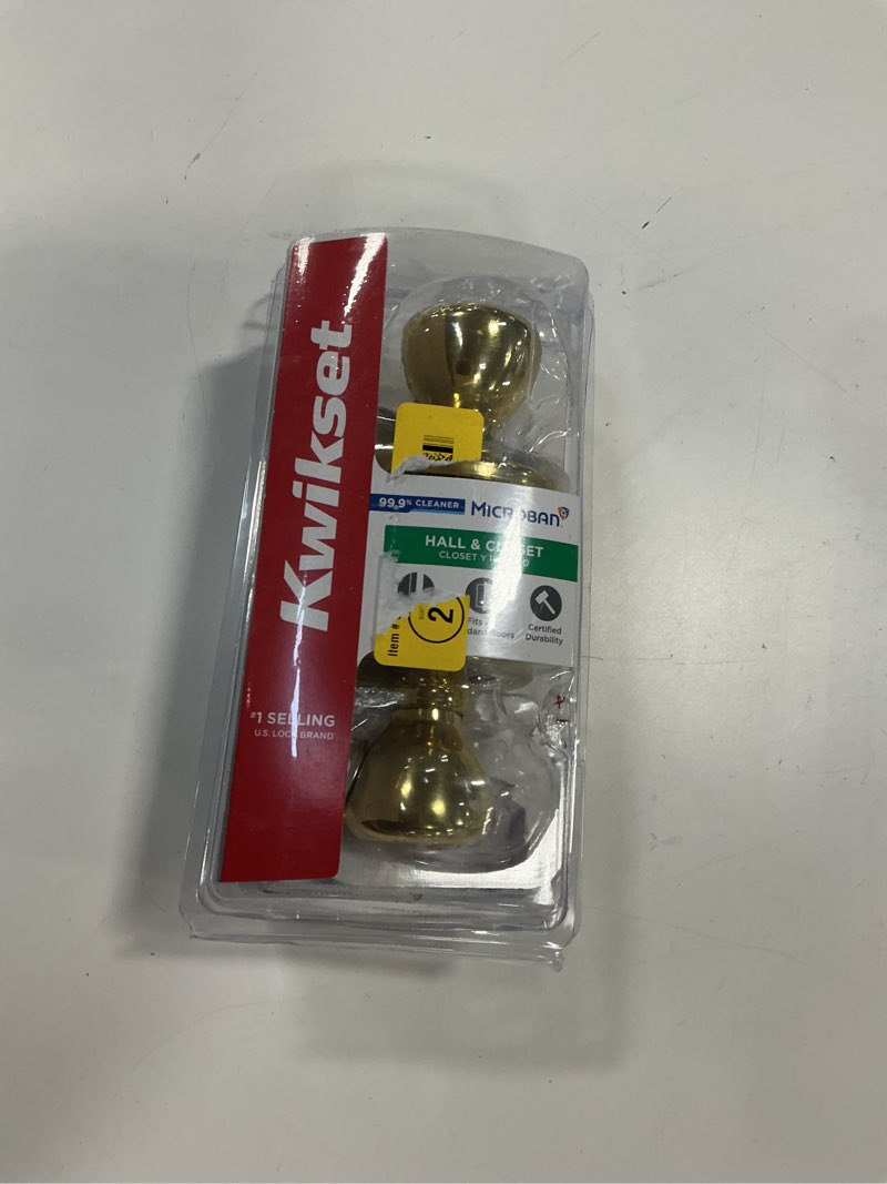 Condition photo showing New/Like New for Kwikset Tylo Hall/Closet Knob  Universal Handing Doorknob Polished Brass