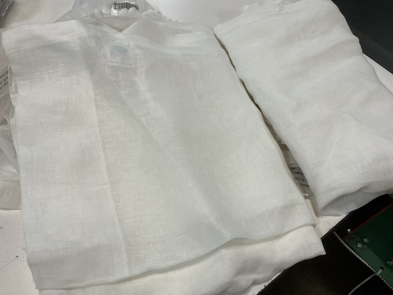 Condition photo showing Good Condition for quince european linen sheer curtain set (set of 2), 48x96, white