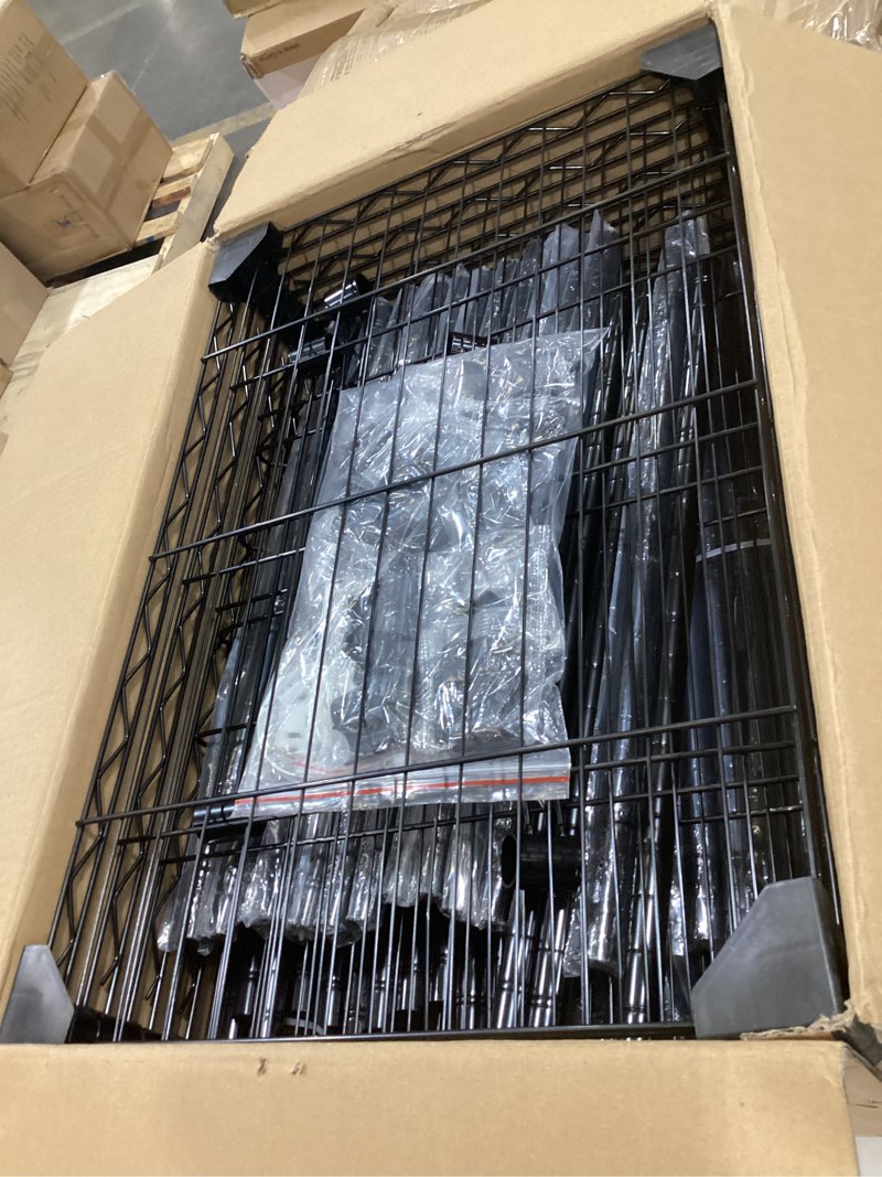 Condition photo showing As Is for ecobedding heavy duty garment rack, 900lbs max load freestanding closet organizer with 6 storage shelves & 3 adjustable hanging rods, multifunctional (black, 15.75" d x (69.7~88.2)" w x 79.5" h) black 79.5"h x (69.7" - 88.2")l x 15.75"d