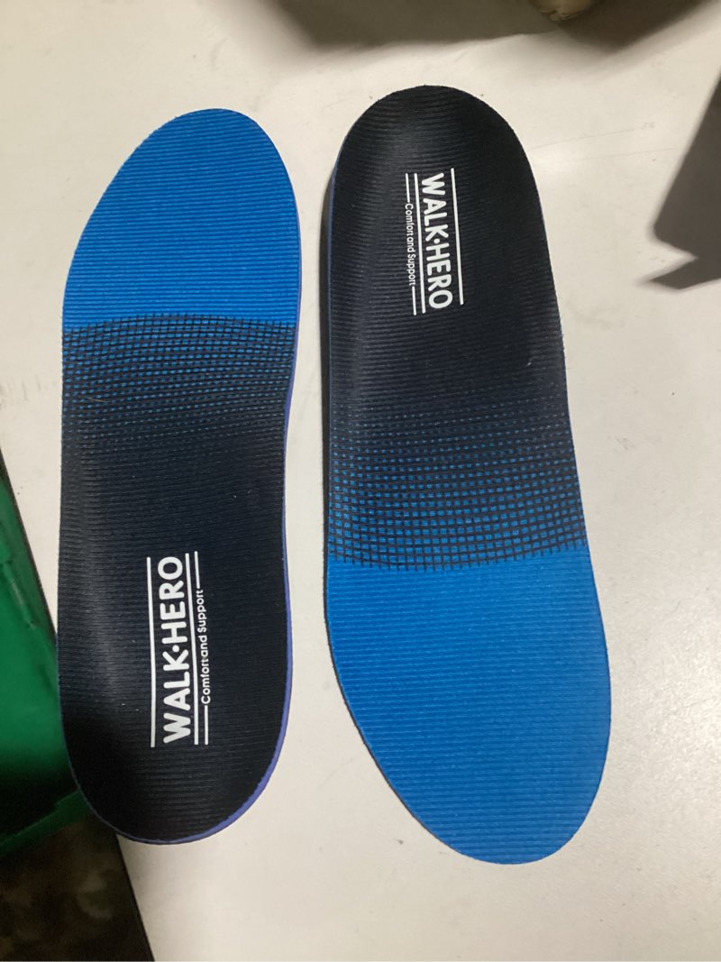 Condition photo showing Good Condition for Plantar Fasciitis Insoles for Men Women - Orthotics Inserts, Shoe Insoles Arch Support Flat Feet Inserts Work Boot Insole (Mens 10-10 1/2 | Womens 12-12 1/2) Blue Mens 10 - 10 1/2 | Womens 12 - 12 1/2
