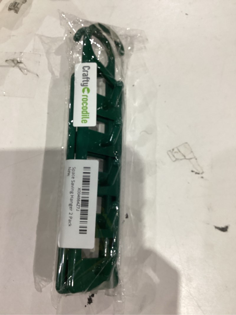Condition photo showing New/Like New for CraftyCrocodile Space Saving Hangers for Clothes - 2 in Pack, Heavy Duty Plastic, Multi Closet Space Savers for Shirts, Pants, Jeans, Sweaters - Hanger Organizer Space Saver Green 2