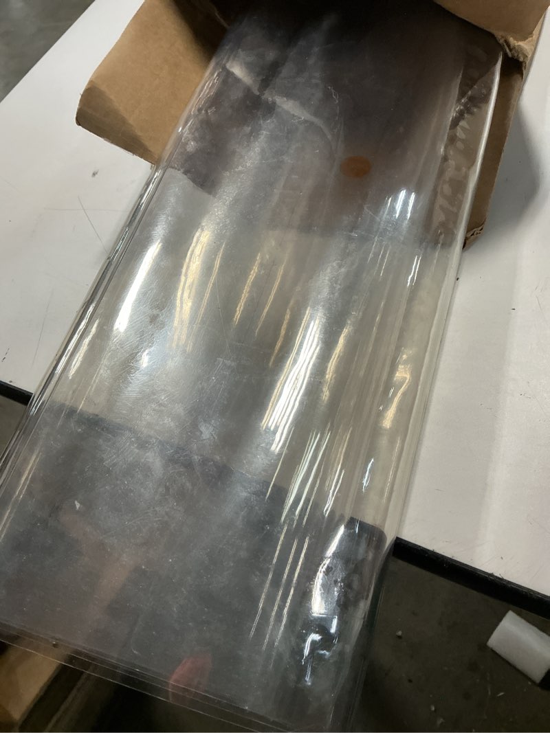 Condition photo showing As Is for lovepads clear table cover protector, 42 x 60 inch 2mm thick plastic table cover, table protector for dining room table, waterproof dresser cover top for kitchen, coffee, writing desk 42" x 60" (rectangular) clear 2mm