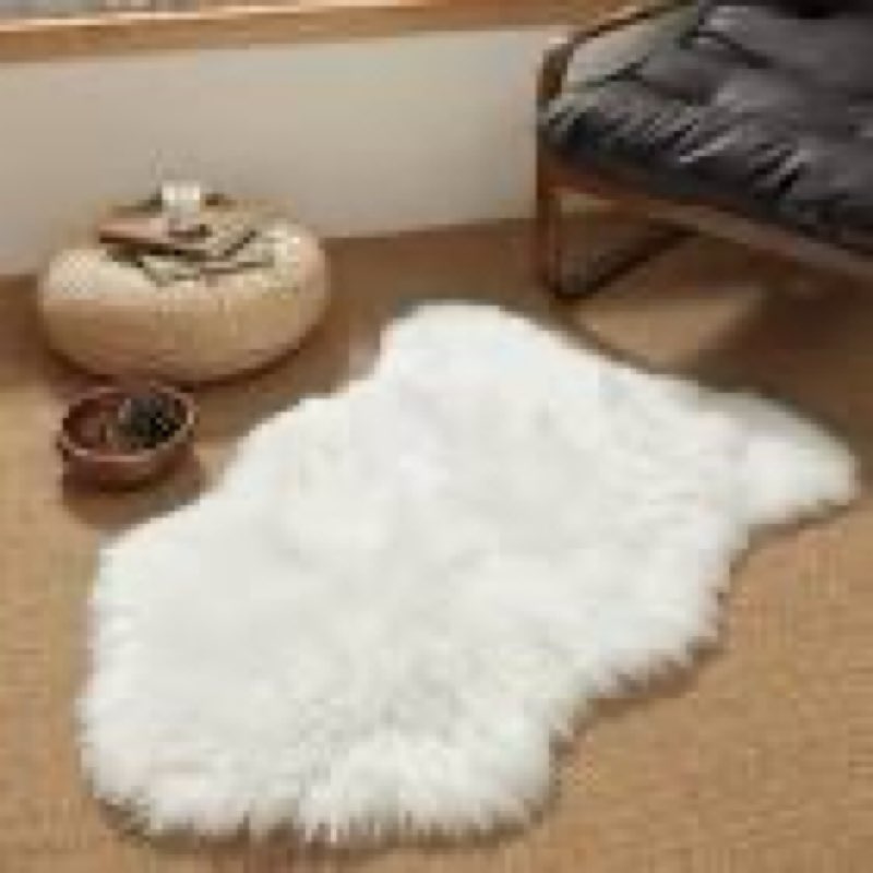 plush faux sheepskin white rug