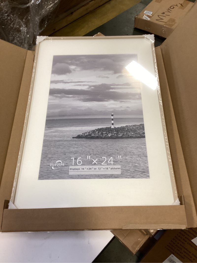 OUZUGIE 16X24 Picture Frame,Display Poster 12X18 With Mat or 16X24 Without Mat,White  Aluminum Poster Frames with Premium Acrylic,Photo Frames with Strong Corner for Gallery Wall and Tabletop