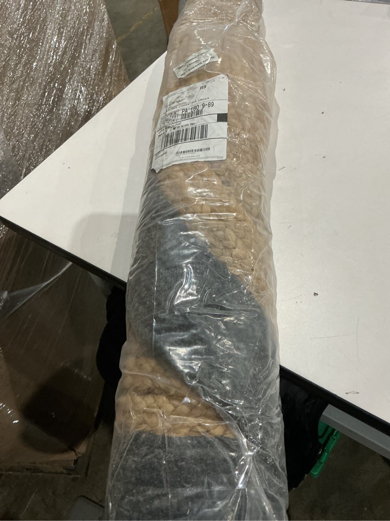 Condition photo showing Good Condition for safavieh braided collection 4' round black / gold brd910z handmade country cottage reversible jute area rug